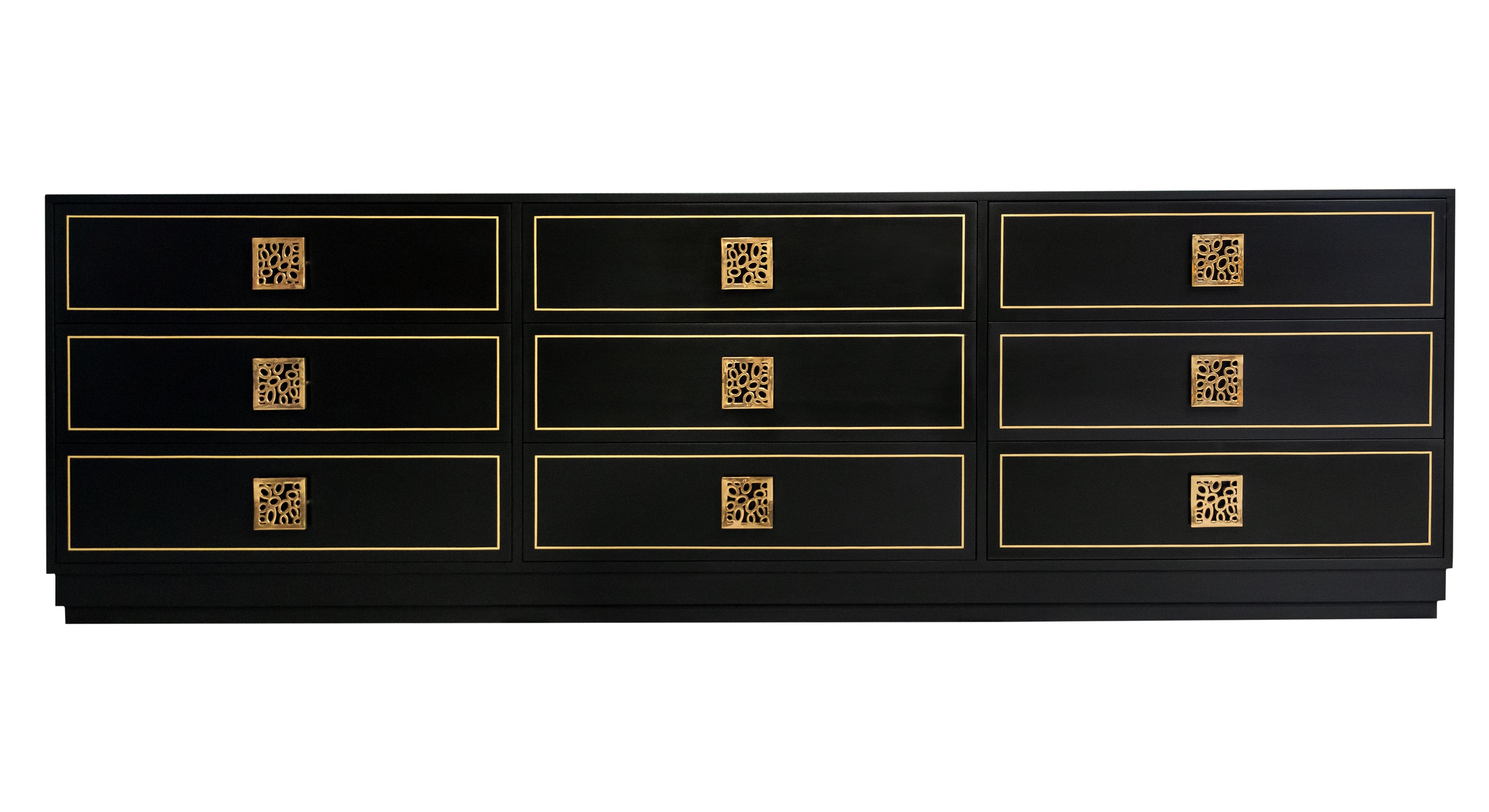 68 3 DW1 DW1 DW1 BL3 Black Lacquer Gold Pinstriping Bubbles Square Ant Brass