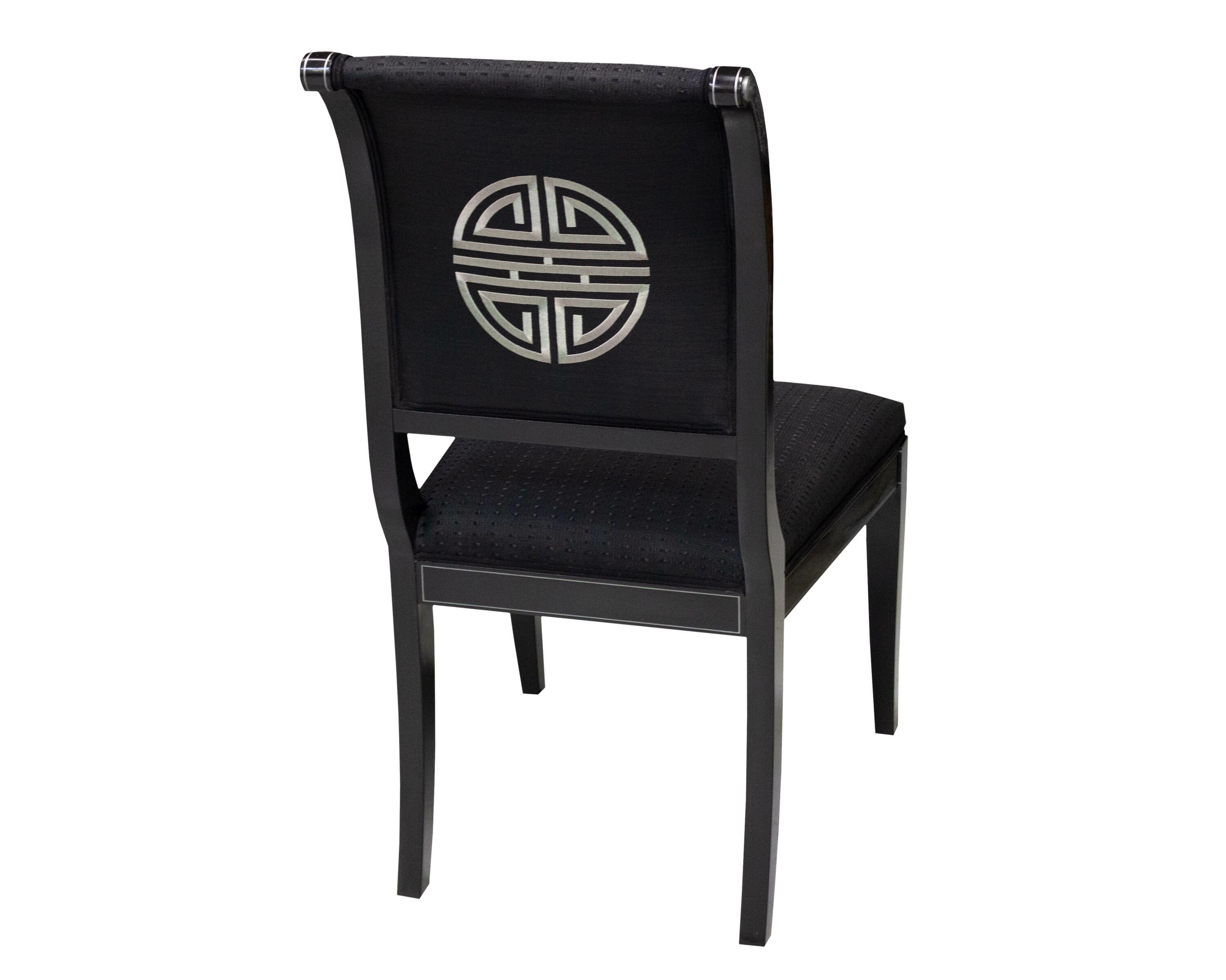 75 070 Black Lacquer Champagne Stripe Embroidered Horse Hair