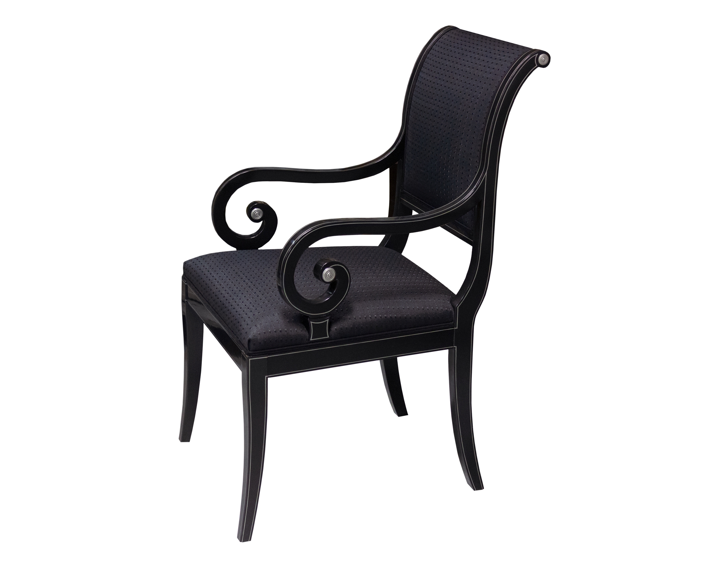 75 071 Black Lacquer Champagne Stripe Embroidered Horse Hair